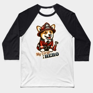 Corgi Fire fighter Baseball T-Shirt